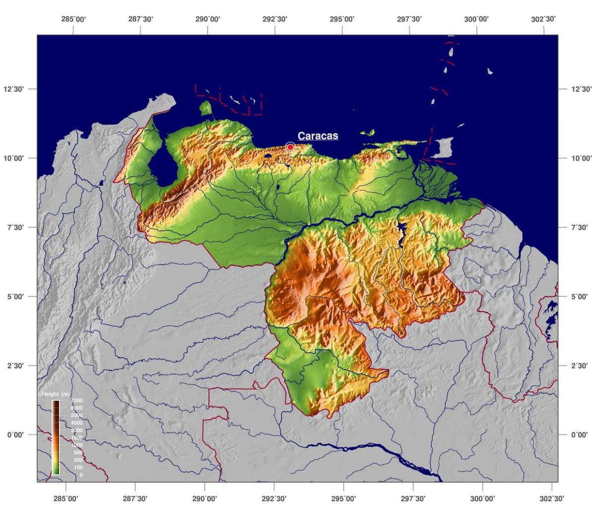 mapa fisikoa mapa venezuela