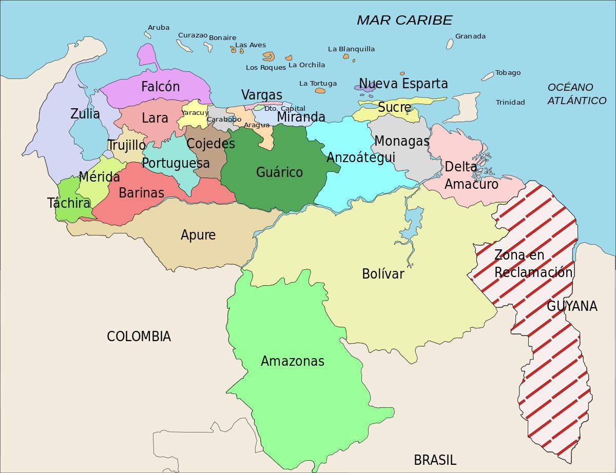 mapa venezuela, estatu batuak