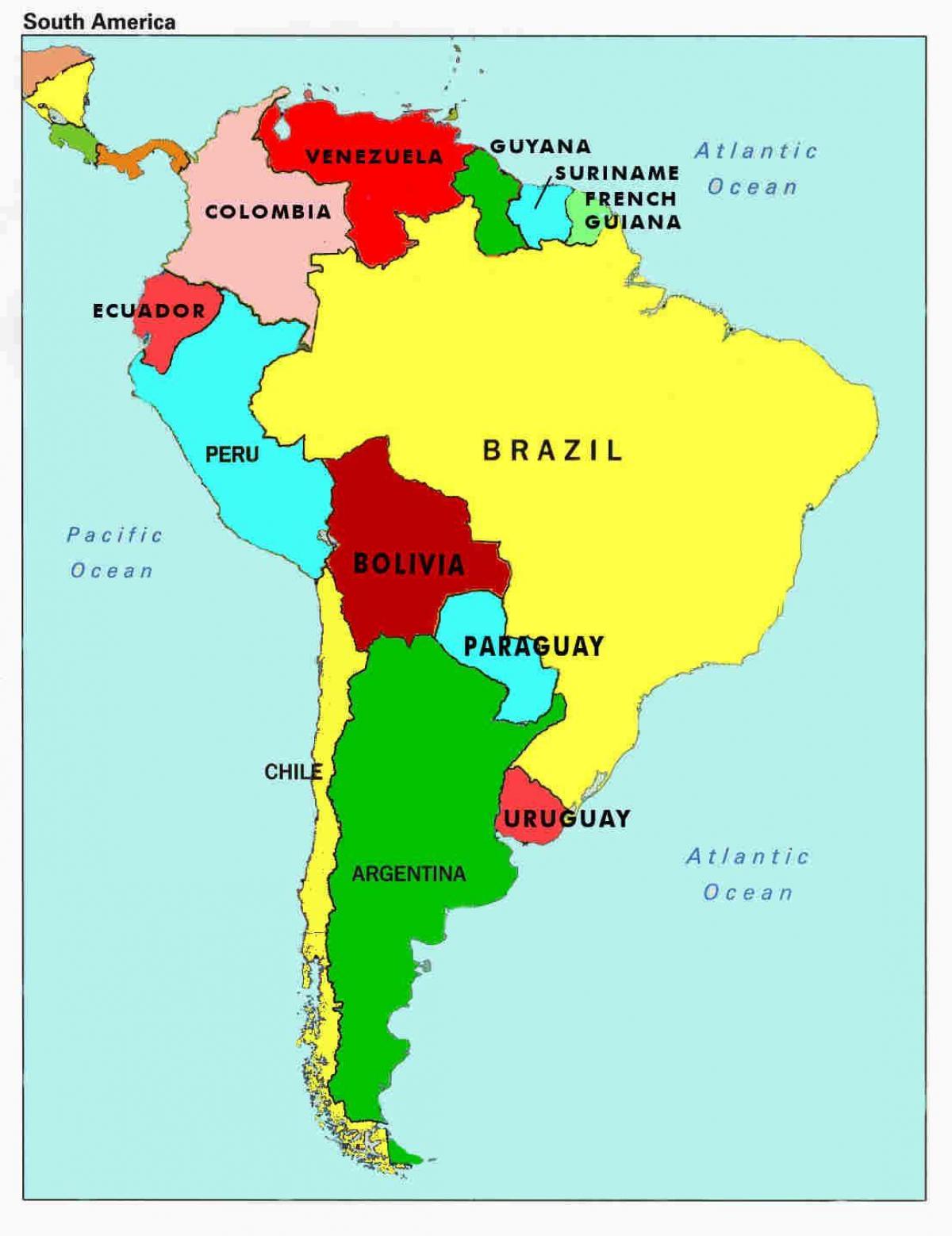 mapa venezuelan eta inguruko herrialdeetan