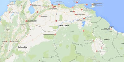 Mapa venezuela aireportuetan